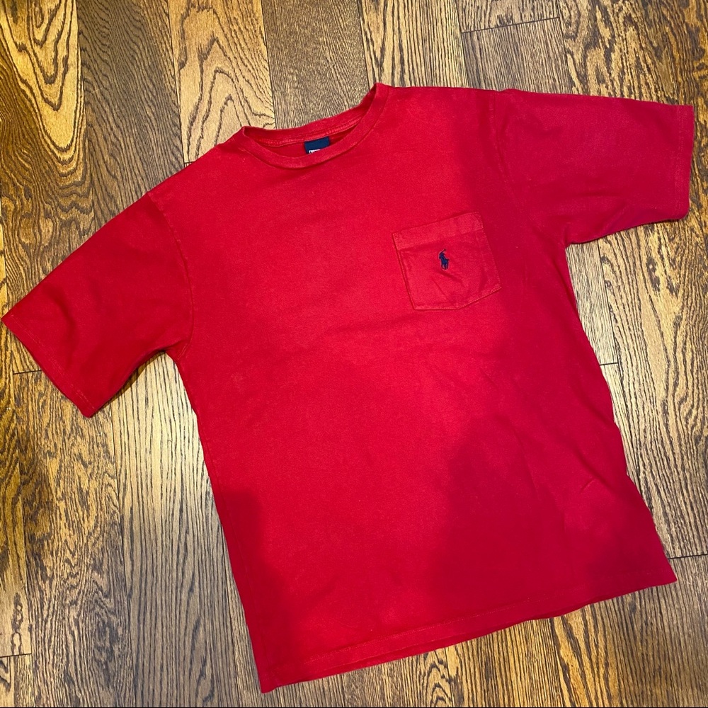 Vintage Red Polo Ralph Lauren Pocket T-Shirt